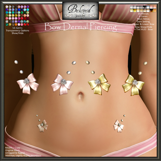 Second Life Marketplace Beloved Jewelry Bow Dermal Piercings